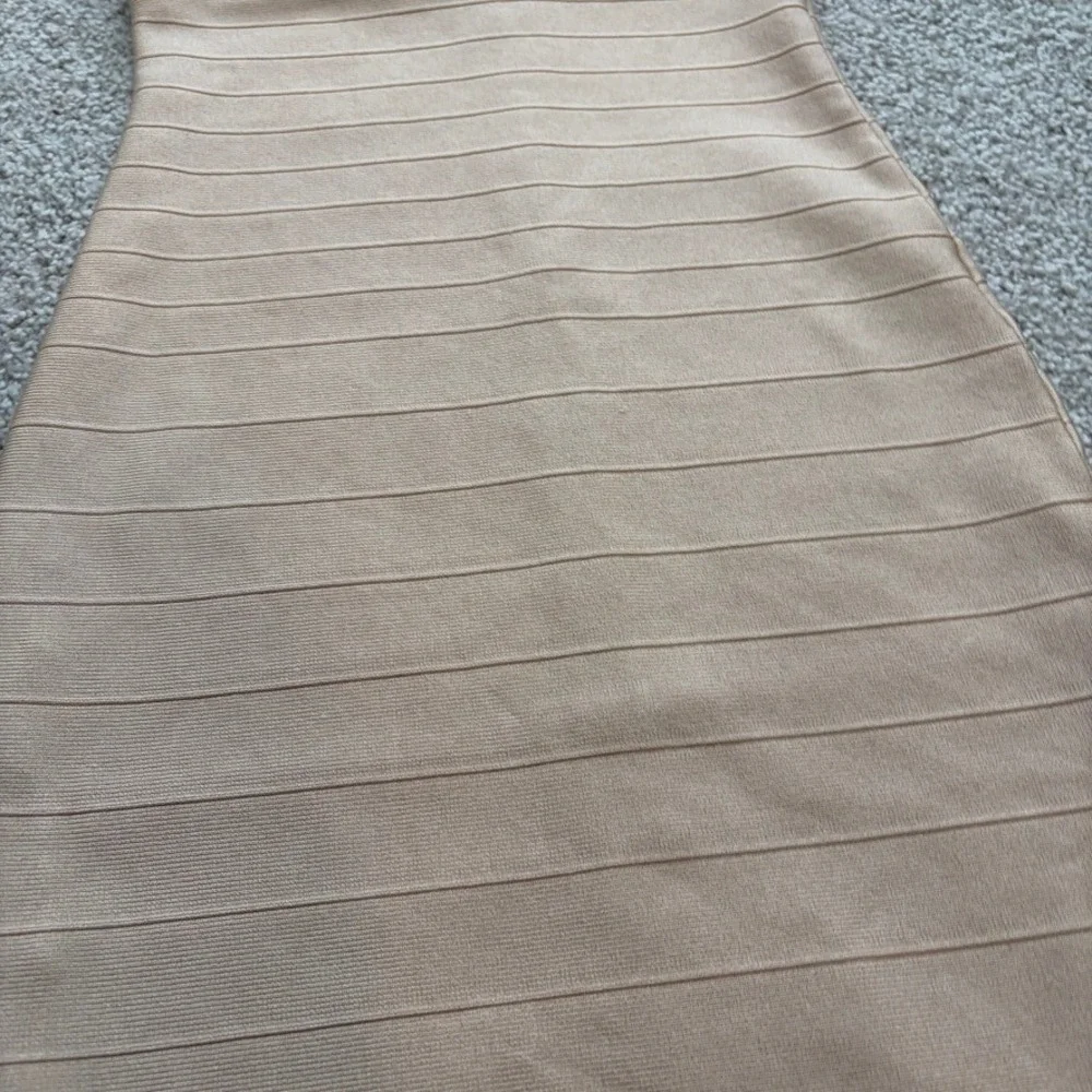 Marciano Penelope Bandage Dress Womens S Tan Beige Bodycon Cocktail Clubwear